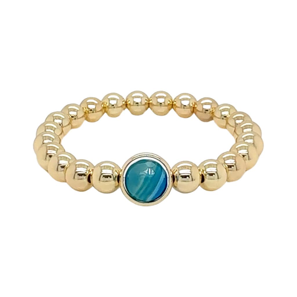 BRETT LAUREN Bracelets Deep Blue Agate Single Gemstone Bead Bracelet