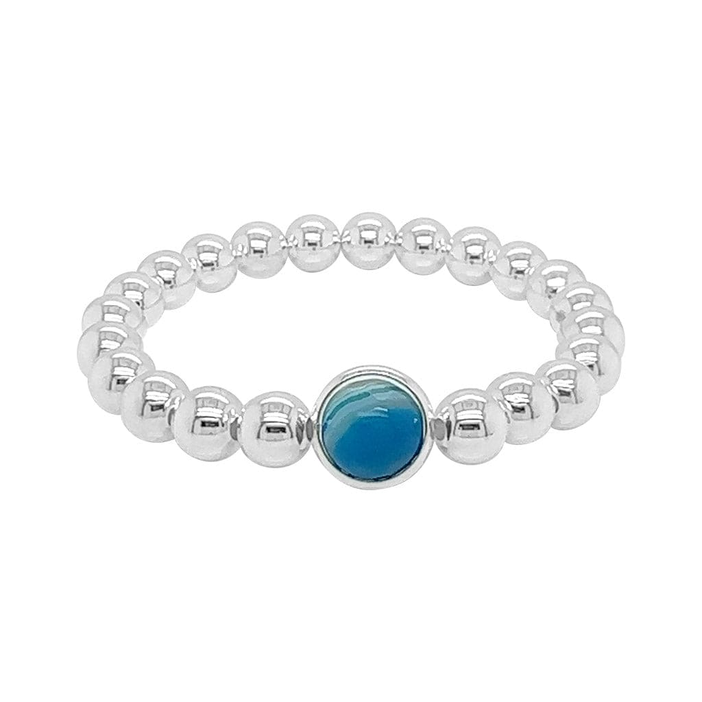 BRETT LAUREN Bracelets Deep Blue Agate Single Gemstone Bead Bracelet
