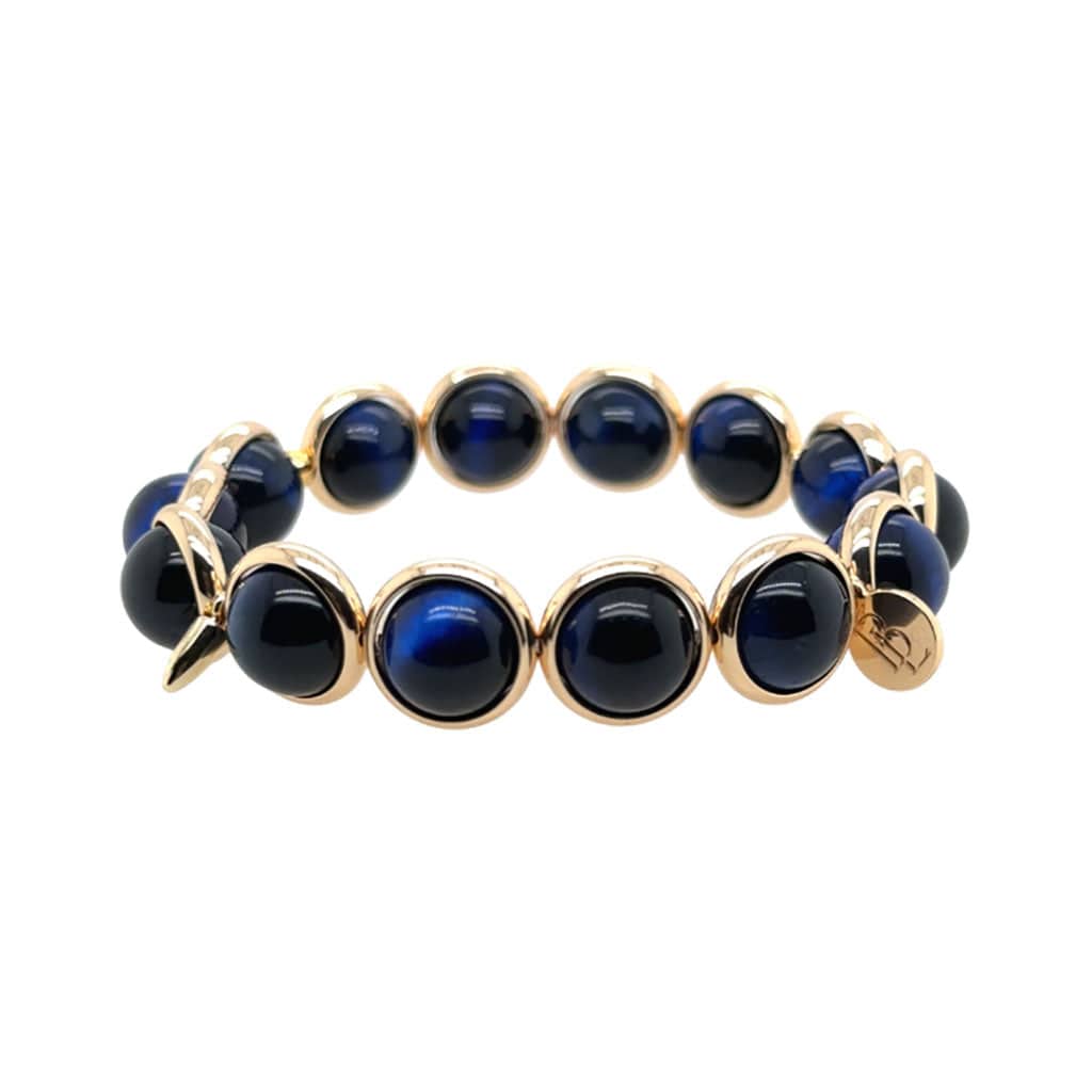 M Blue Tiger Eye Gemstone Bead Bracelet 10 mm