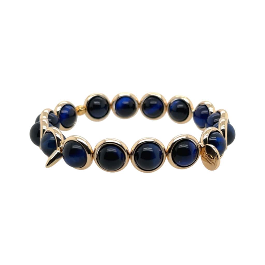 M Blue Tiger Eye Gemstone Bead Bracelet 8 mm