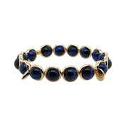 BRETT LAUREN Bracelets Gold / S/M Blue Tiger Eye Gemstone Bead Bracelet 8 mm