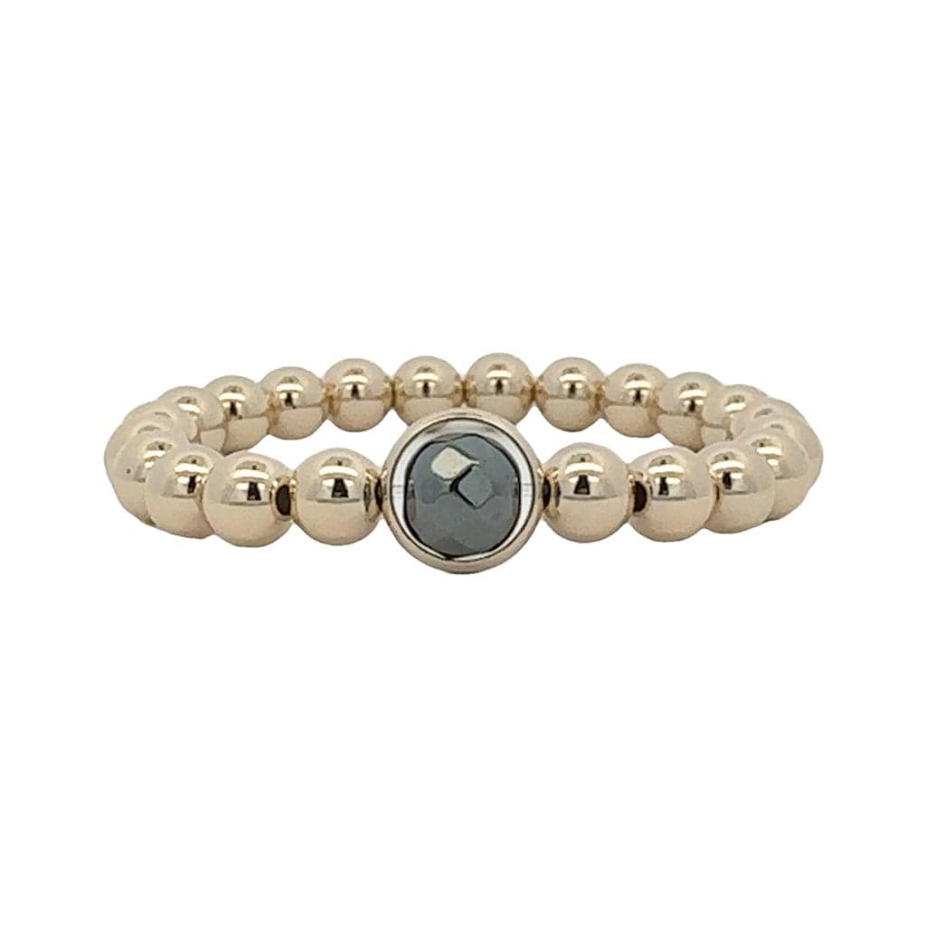 BRETT LAUREN Bracelets Gold / S/M Charcoal Hematite Single Gemstone Bead Bracelet