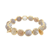 BRETT LAUREN Bracelets Gold / S/M Cherry Blossom Agate Gemstone Bead Bracelet  8 mm