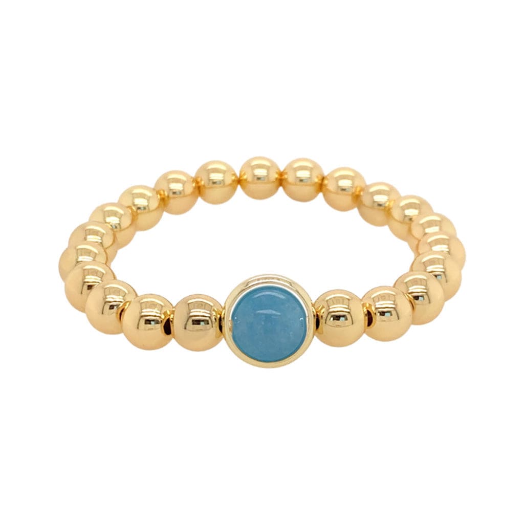 M China Blue Jade Single Gemstone Bead Bracelet 8 mm