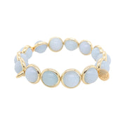 BRETT LAUREN Bracelets Gold / S/M Cloudy Blue Jade Gemstone Bead Bracelet b - w