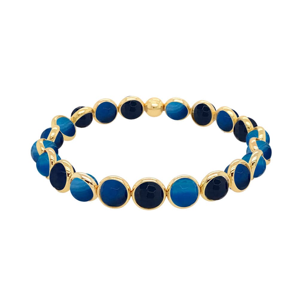 M Deep Sea Blue Agate Mini Gemstone Bead Bracelet 6 mm (website only)