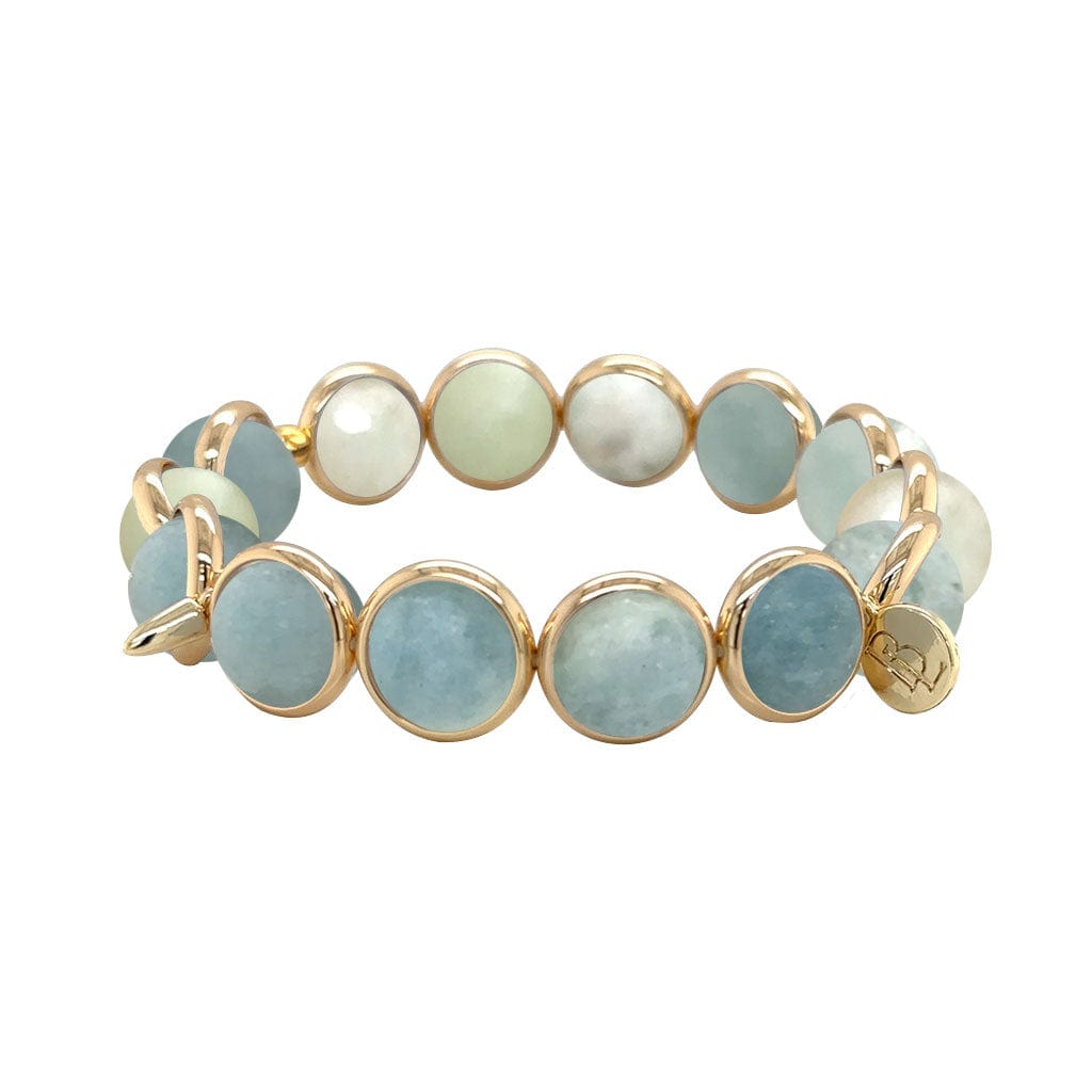 M Faceted Aquamarine Gemstone Bead Bracelet 10 mm