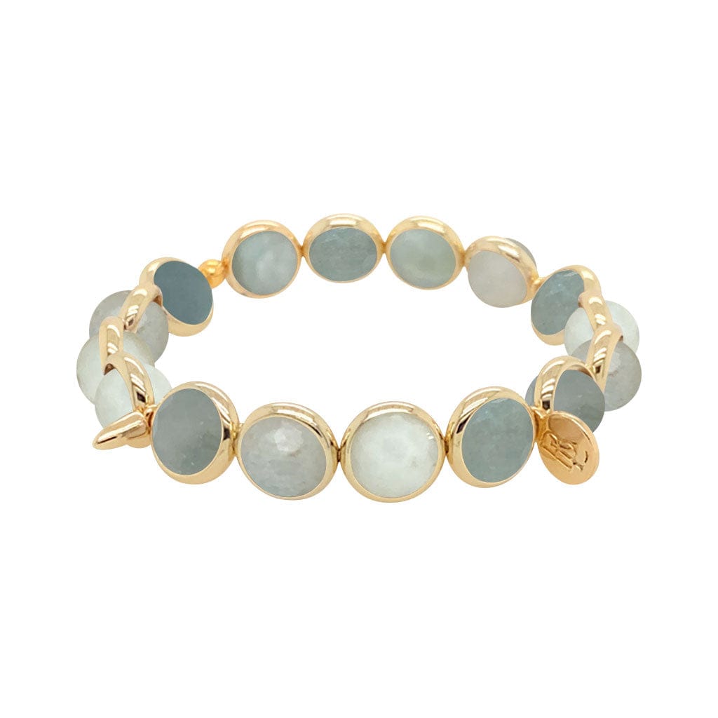 M Faceted Aquamarine Gemstone Bead Bracelet  8 mm