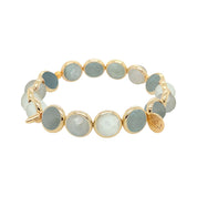 BRETT LAUREN Bracelets Gold / S/M Faceted Aquamarine Gemstone Bead Bracelet  8 mm