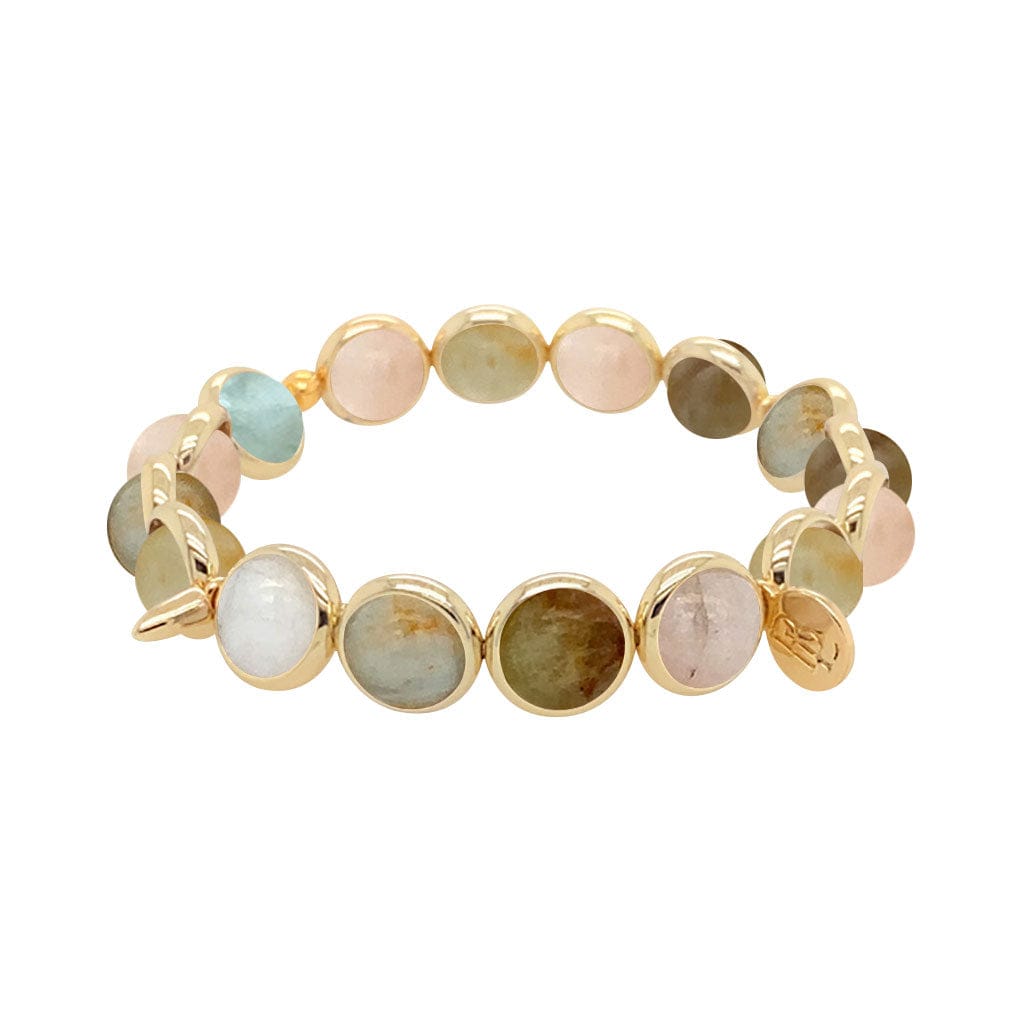 M Floral Agate Gemstone Bead Bracelet  8 mm