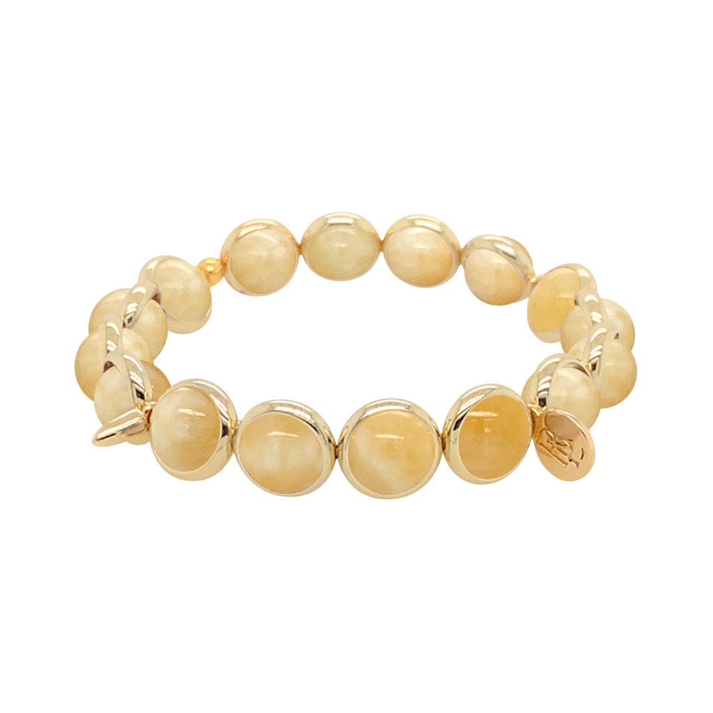 M Yellow Jade Gemstone Bead Bracelet  8 mm