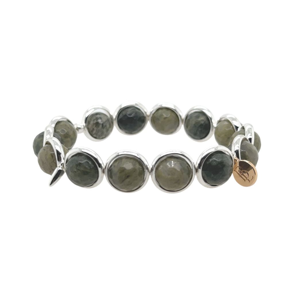 BRETT LAUREN Bracelets Green Rabbit Fur Agate Gemstone Bead Bracelet 10 mm