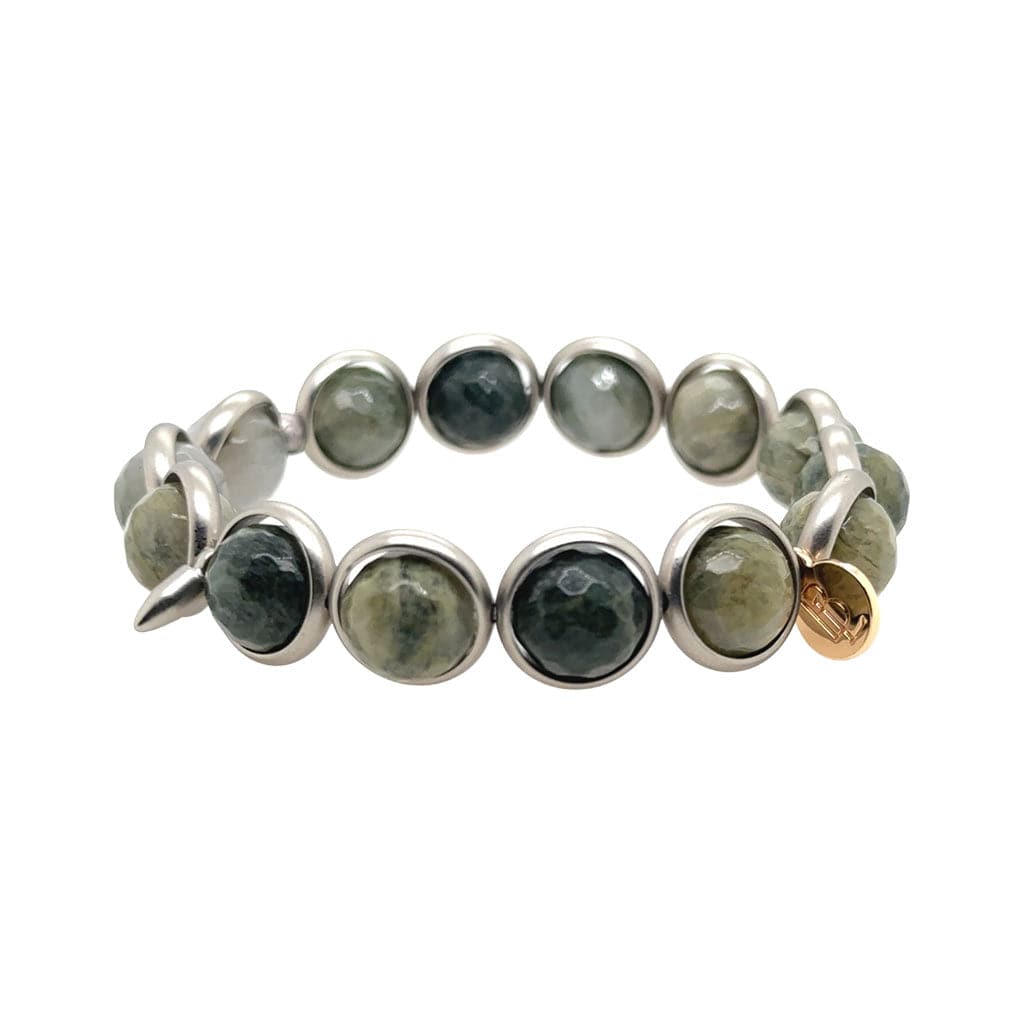 BRETT LAUREN Bracelets Green Rabbit Fur Agate Gemstone Bead Bracelet 10 mm