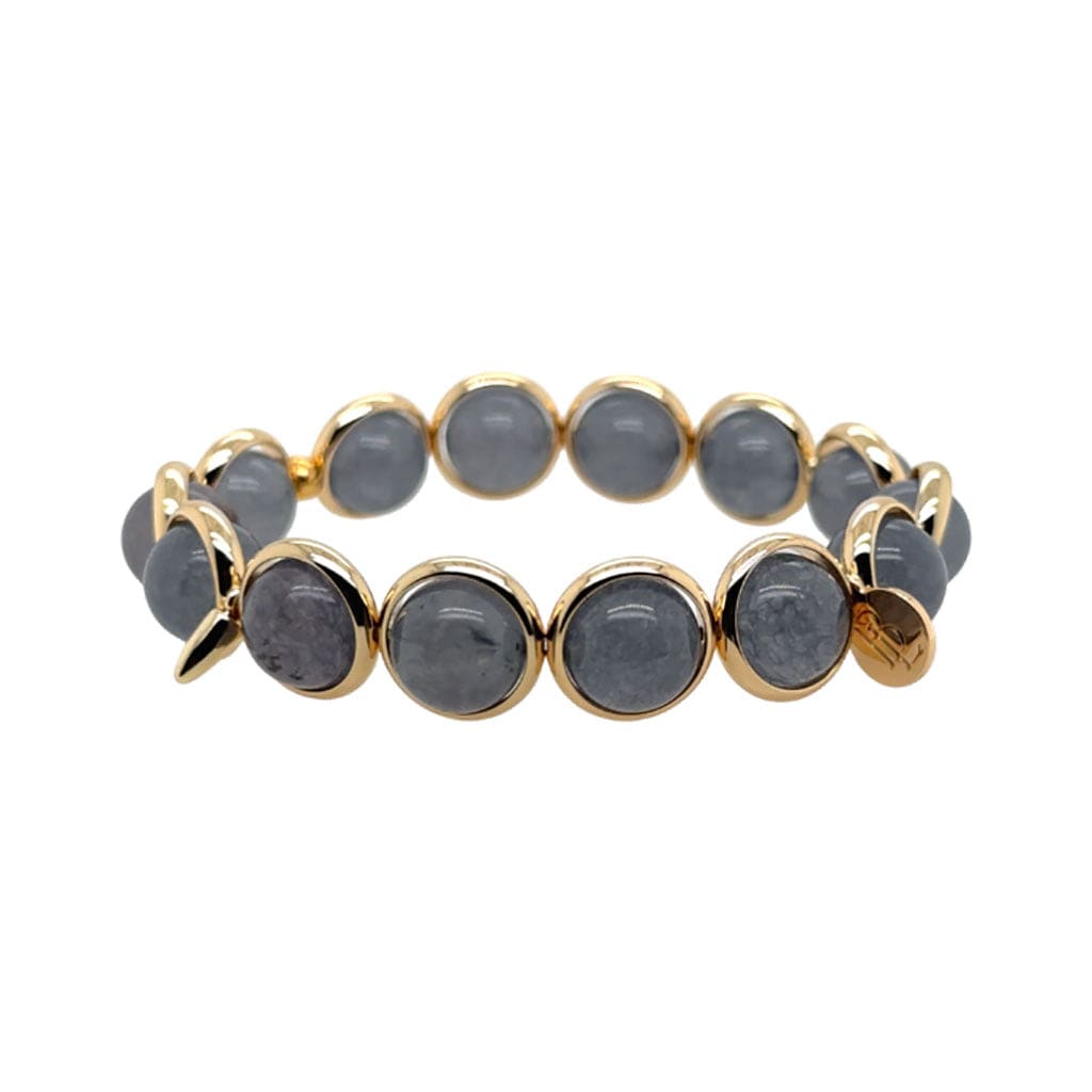 BRETT LAUREN Bracelets Grey Agate Gemstone Bead Bracelet 10 mm