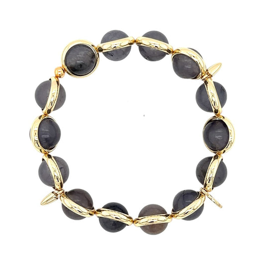 BRETT LAUREN Bracelets Grey Agate Gemstone Bead Bracelet