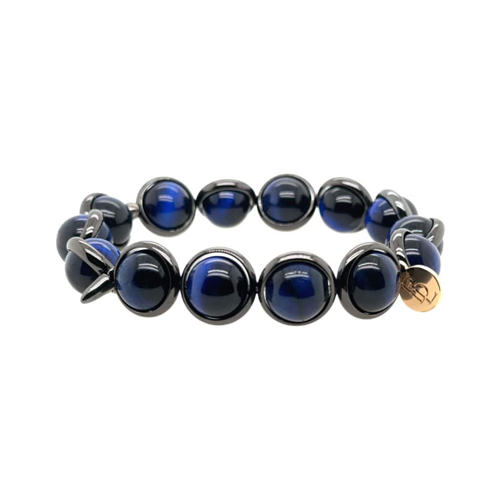 M Blue Tiger Eye Gemstone Bead Bracelet 10 mm