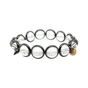 BRETT LAUREN Bracelets Gunmetal / S/M Clear Quartz Gemstone Bead Bracelet 10 mm
