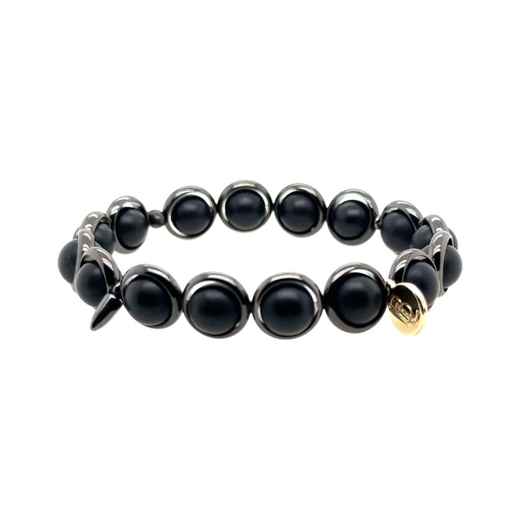 M Matte Onyx Gemstone Bead Bracelet 8 mm
