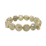 Mystic Olive Agate Faceted Gemstone Bead Bracelet 10 mm