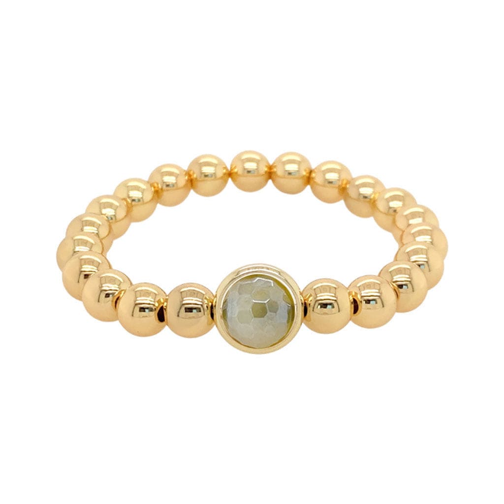 BRETT LAUREN BRACELETS Mystic Olive Agate Single Gemstone Bead Bracelet