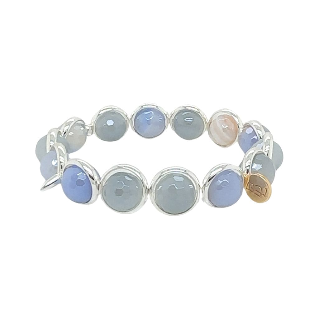 BRETT LAUREN BRACELETS Mystic Peri-blue Agate Gemstone Bead Bracelet