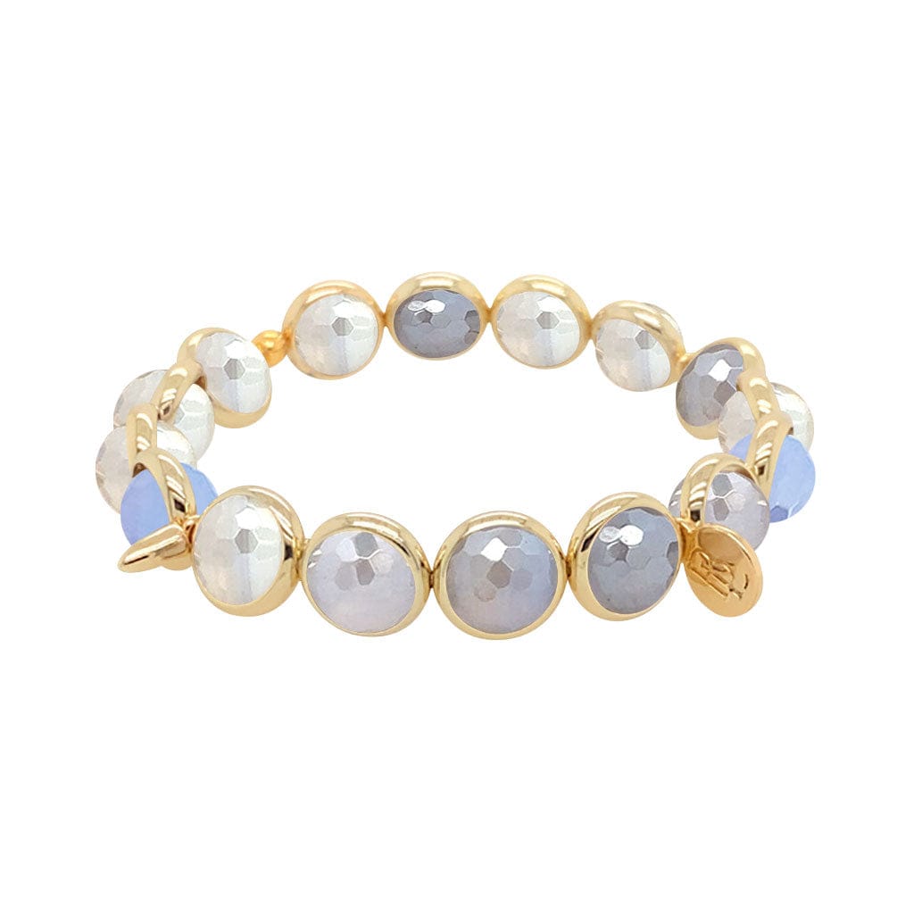BRETT LAUREN BRACELETS Mystic Peri-blue Agate Gemstone Bead Bracelet 8 mm