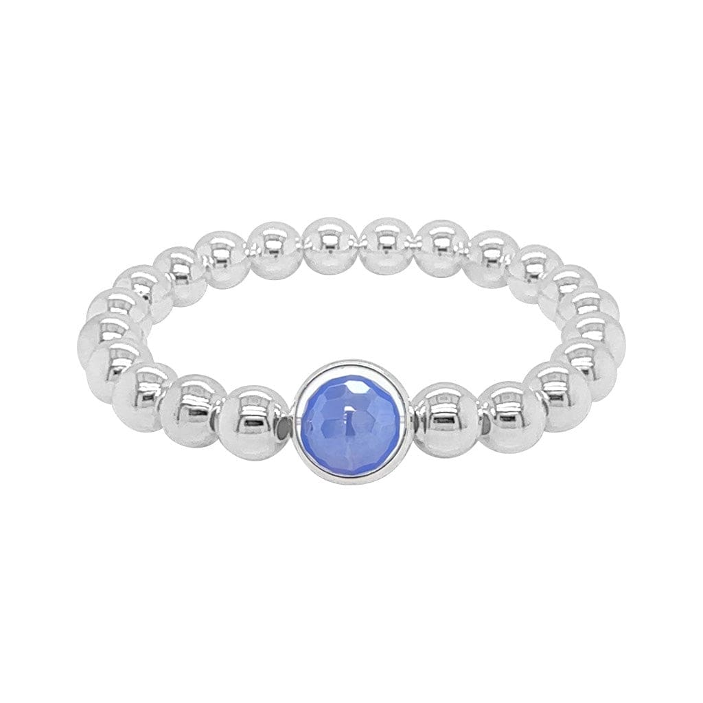 BRETT LAUREN BRACELETS Mystic Peri-blue Agate Single Gemstone Bead Bracelet 8 mm