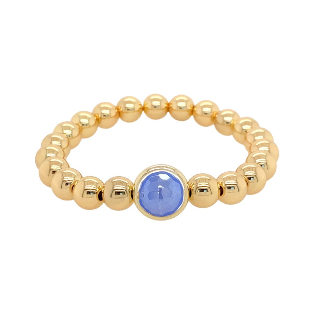 BRETT LAUREN BRACELETS Mystic Peri-blue Agate Single Gemstone Bead Bracelet 8 mm