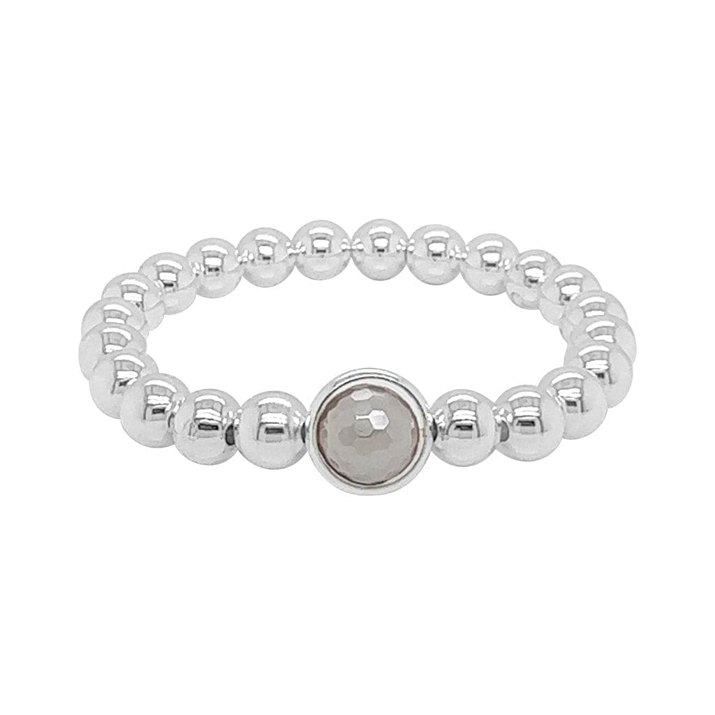 BRETT LAUREN Bracelets Mystic Silver-grey Agate Single Gemstone Bead Bracelet