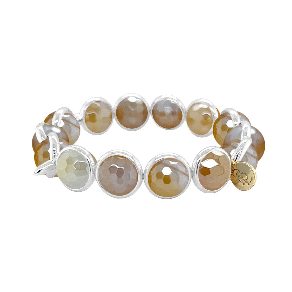 BRETT LAUREN BRACELETS Mystic Yellow banded Agate Gemstone Bead Bracelet 10 mm