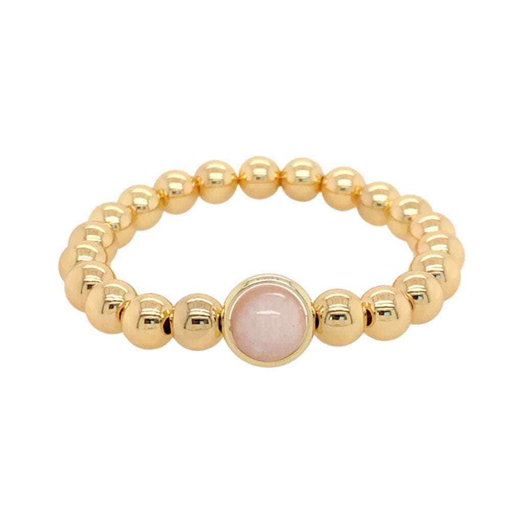 BRETT LAUREN BRACELETS Peach Jade Single Gemstone Bead Bracelet 8 mm