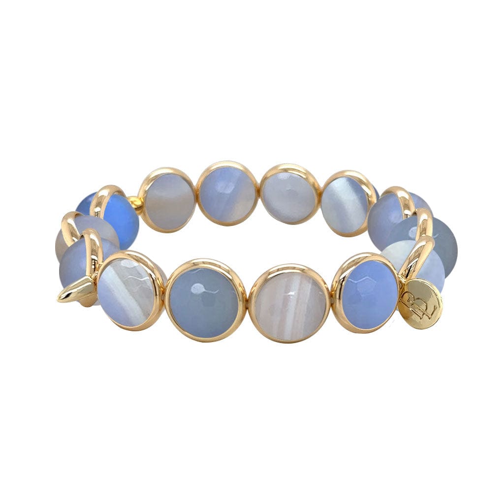 BRETT LAUREN BRACELETS Peri-blue Agate Gemstone Bead Bracelet 10 mm