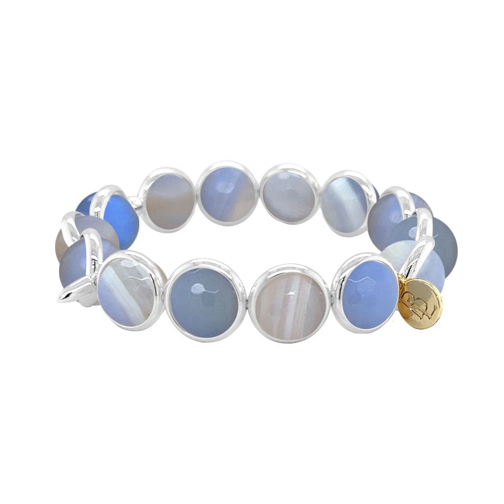 BRETT LAUREN BRACELETS Peri-blue Agate Gemstone Bead Bracelet 10 mm