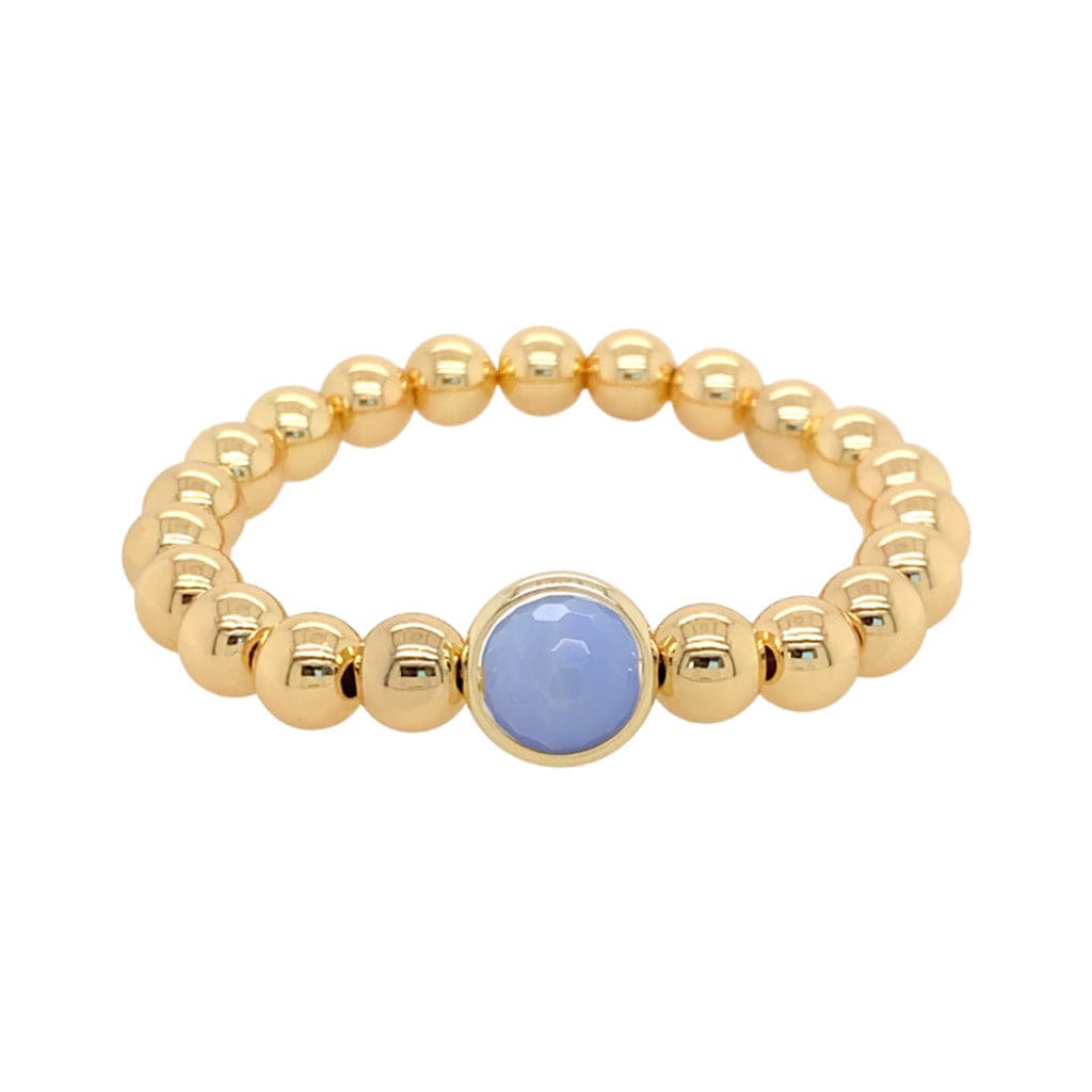 BRETT LAUREN BRACELETS Peri-blue Agate Single Gemstone Bead Bracelet