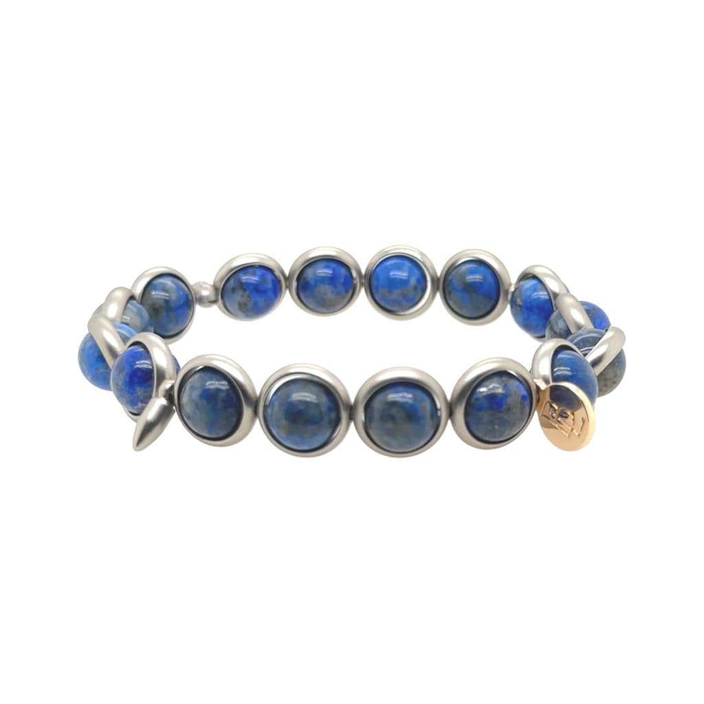 BRETT LAUREN Bracelets Pewter / S/M Lapis Gemstone Bead Bracelet 8 mm