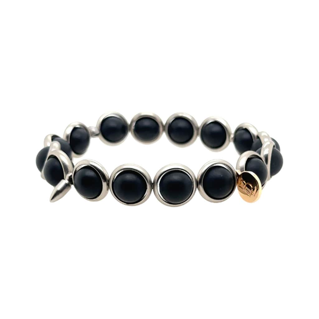 BRETT LAUREN Bracelets Pewter / S/M Matte Onyx Gemstone Bead Bracelet 8 mm