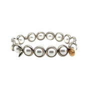 BRETT LAUREN BRACELETS Pewter / S/M Shell Pearl Gemstone Bead Bracelet 8 mm