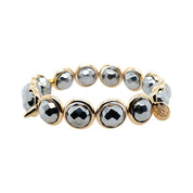 BRETT LAUREN Bracelets Silver Hematite Gemstone Bead Bracelet 10 mm