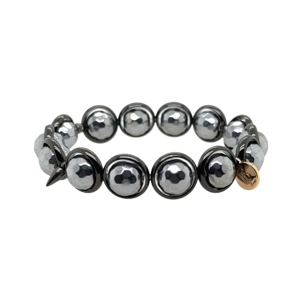 BRETT LAUREN Bracelets Silver Hematite Gemstone Bead Bracelet 10 mm