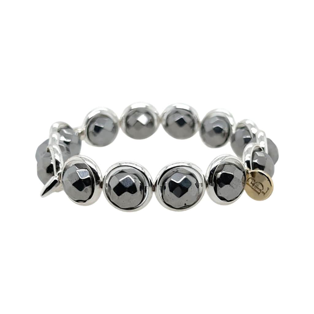 BRETT LAUREN Bracelets Silver Hematite Gemstone Bead Bracelet 10 mm