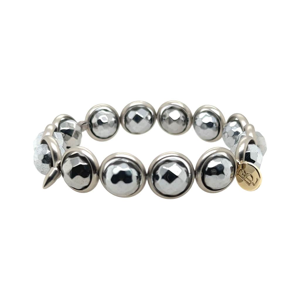 BRETT LAUREN Bracelets Silver Hematite Gemstone Bead Bracelet 10 mm