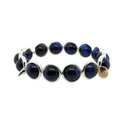 BRETT LAUREN Bracelets Silver / S/M Blue Tiger Eye Gemstone Bead Bracelet 10 mm