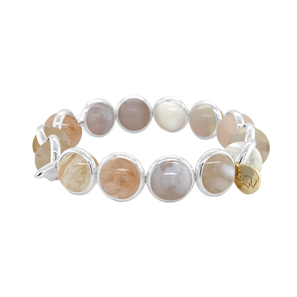 M Cherry Blossom Agate Gemstone Bead Bracelet 10 mm