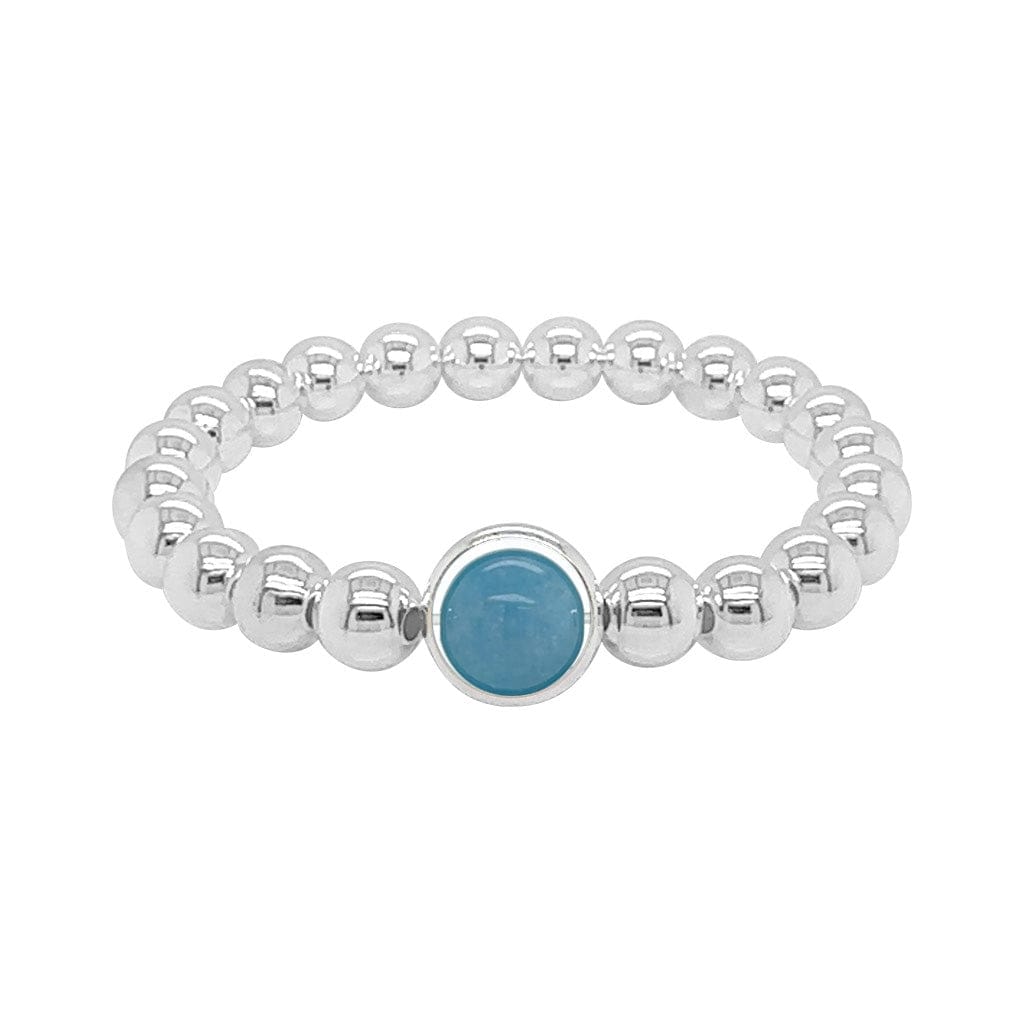 M China Blue Jade Single Gemstone Bead Bracelet 8 mm