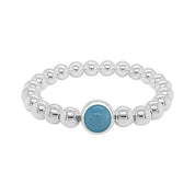 BRETT LAUREN BRACELETS Silver / S/M China Blue Jade Single Gemstone Bead Bracelet 8 mm