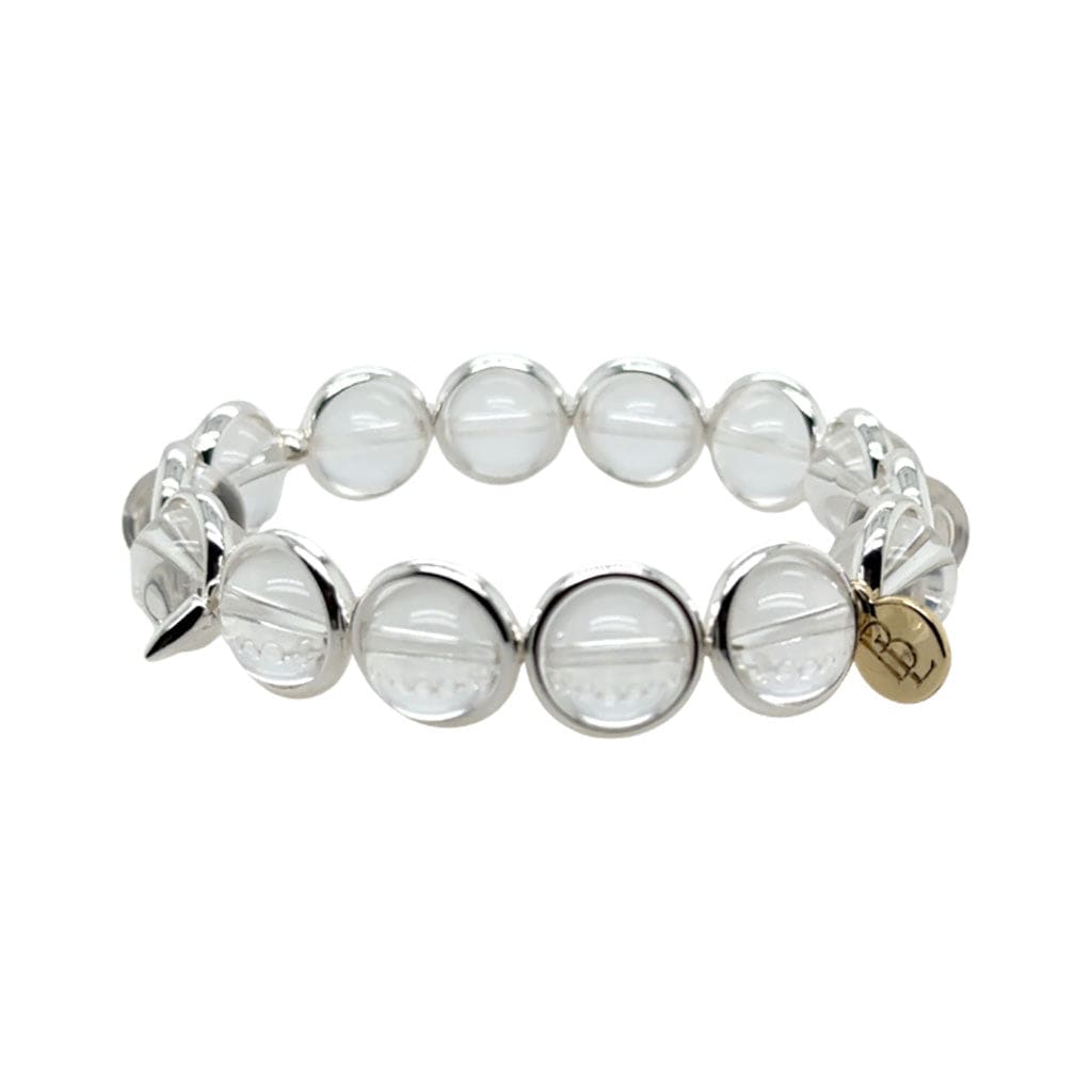 BRETT LAUREN Bracelets Silver / S/M Clear Quartz Gemstone Bead Bracelet 10 mm