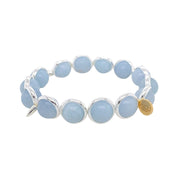 BRETT LAUREN Bracelets Silver / S/M Cloudy Blue Jade Gemstone Bead Bracelet b - w