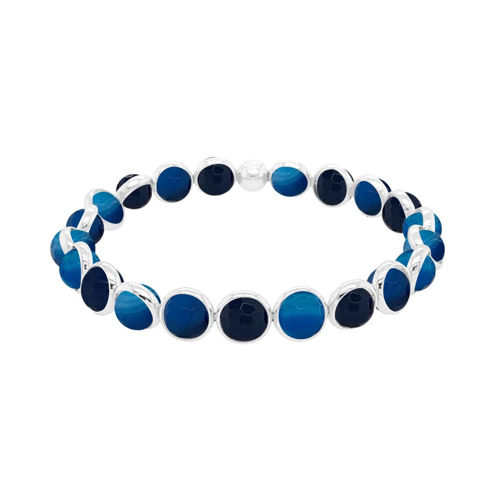 M Deep Sea Blue Agate Mini Gemstone Bead Bracelet 6 mm (website only)