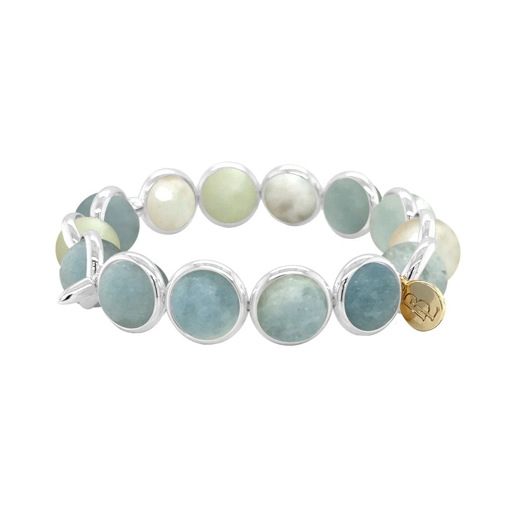M Faceted Aquamarine Gemstone Bead Bracelet 10 mm