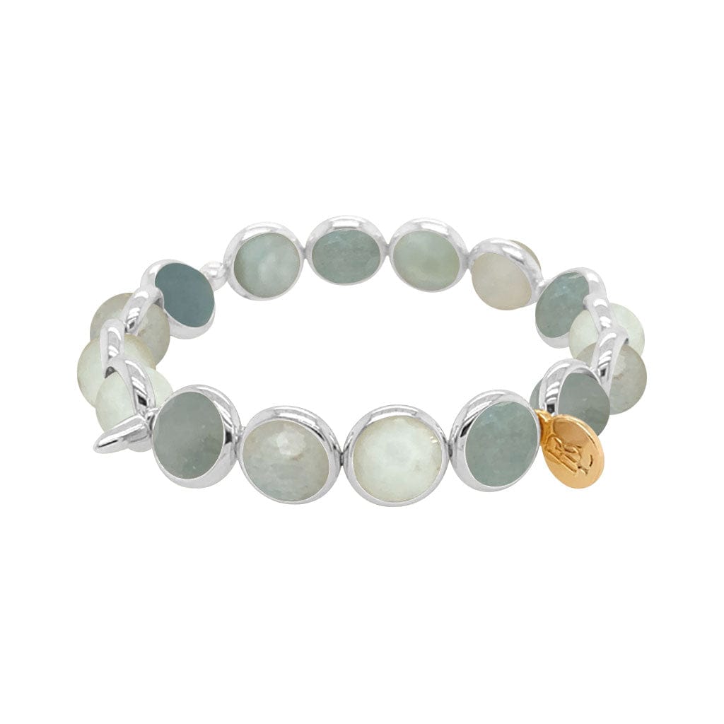 M Faceted Aquamarine Gemstone Bead Bracelet  8 mm